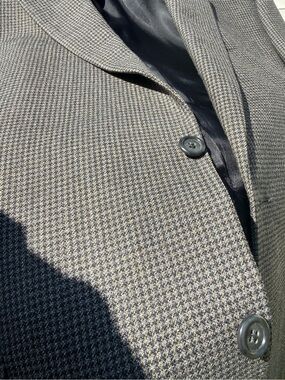 Jack Victor Grey Brown Houndstooth Sport Coat Mens 46L Jacket 100% Wool Blazer